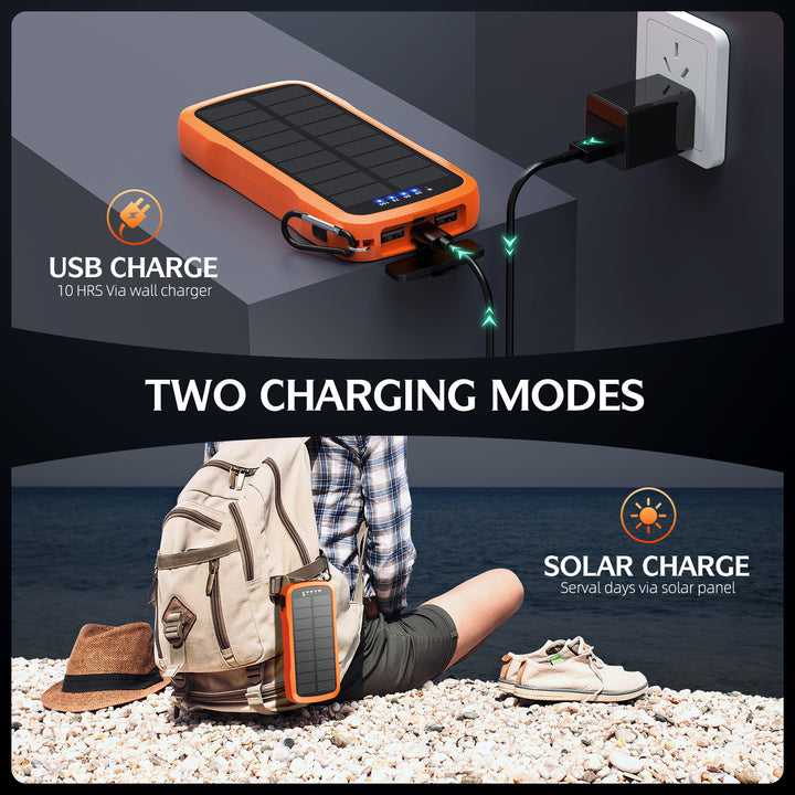 Solar charger with integrated USB ports and LED lamps Stornfield