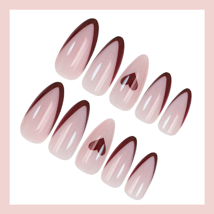 Artificial nail set with romantic hearts and elegant tips Stornfield