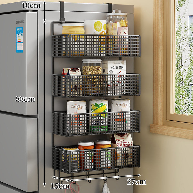 Over-the-Fridge Stacked Metal Mesh Hanging Storage Basket