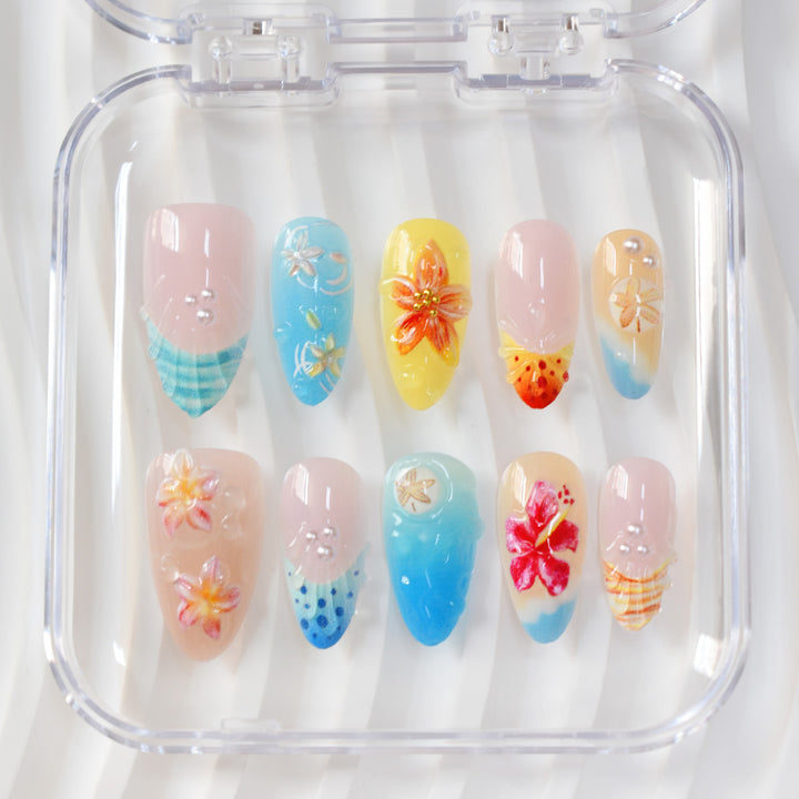 Tropical-Themed 3D Press-On Nails Stornfield