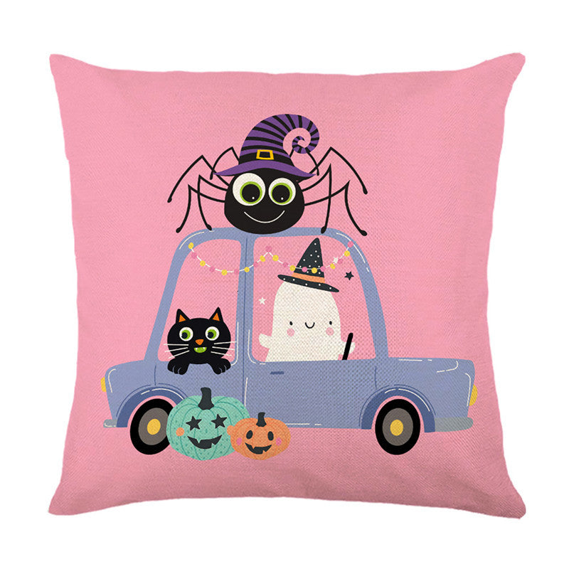 Halloween Ghost Cotton-Linen Square Throw Pillow Covers Set with Hidden Zipper