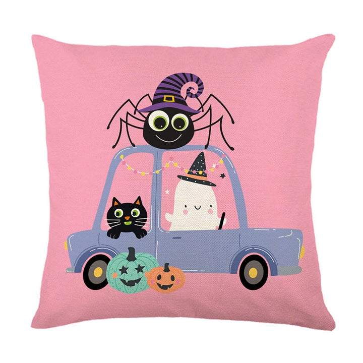 Halloween Ghost Cotton-Linen Square Throw Pillow Covers Set with Hidden Zipper