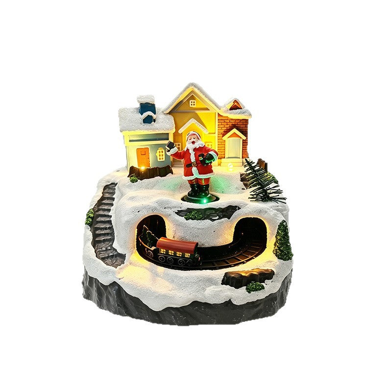 Movable Christmas village with lights and snowman Stornfield