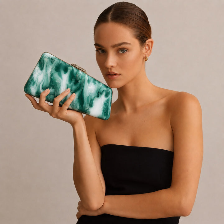 Artistic Floral Acrylic Clutch