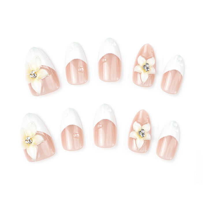 Premium Decorative Press-On Nail Set with Floral Accents Stornfield