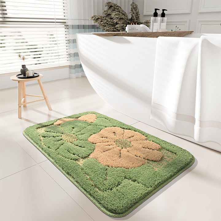 Floral Printed Plush Bath Mat
