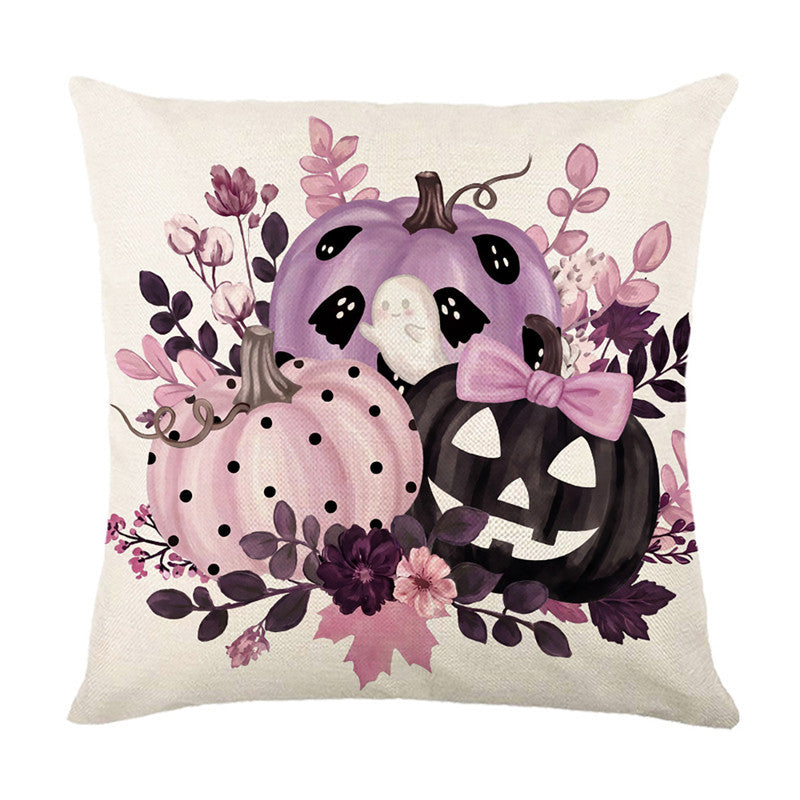Halloween Ghost Cotton-Linen Square Throw Pillow Covers Set with Hidden Zipper