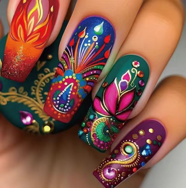 Artistic Floral Nail Art Enhancements Stornfield