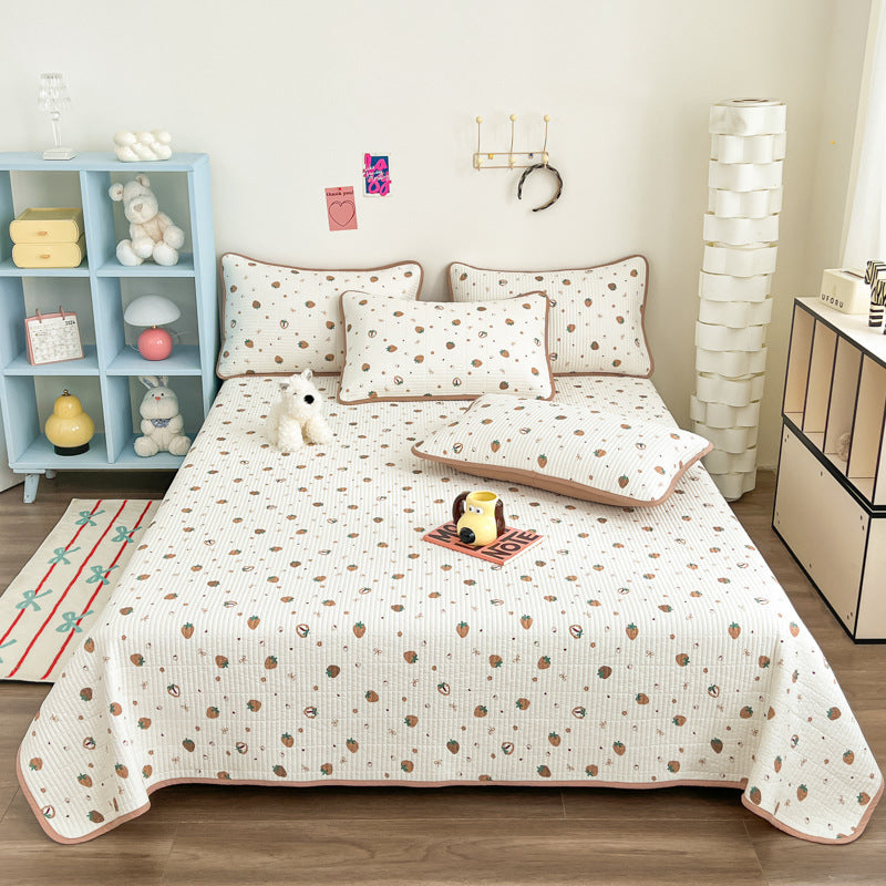 Lightweight Quilted Floral Bedspread Set with Piped Edge and Matching Pillow Shams
