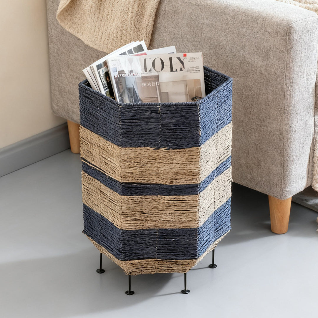 Stylish laundry basket made of rattan with metal legs Stornfield