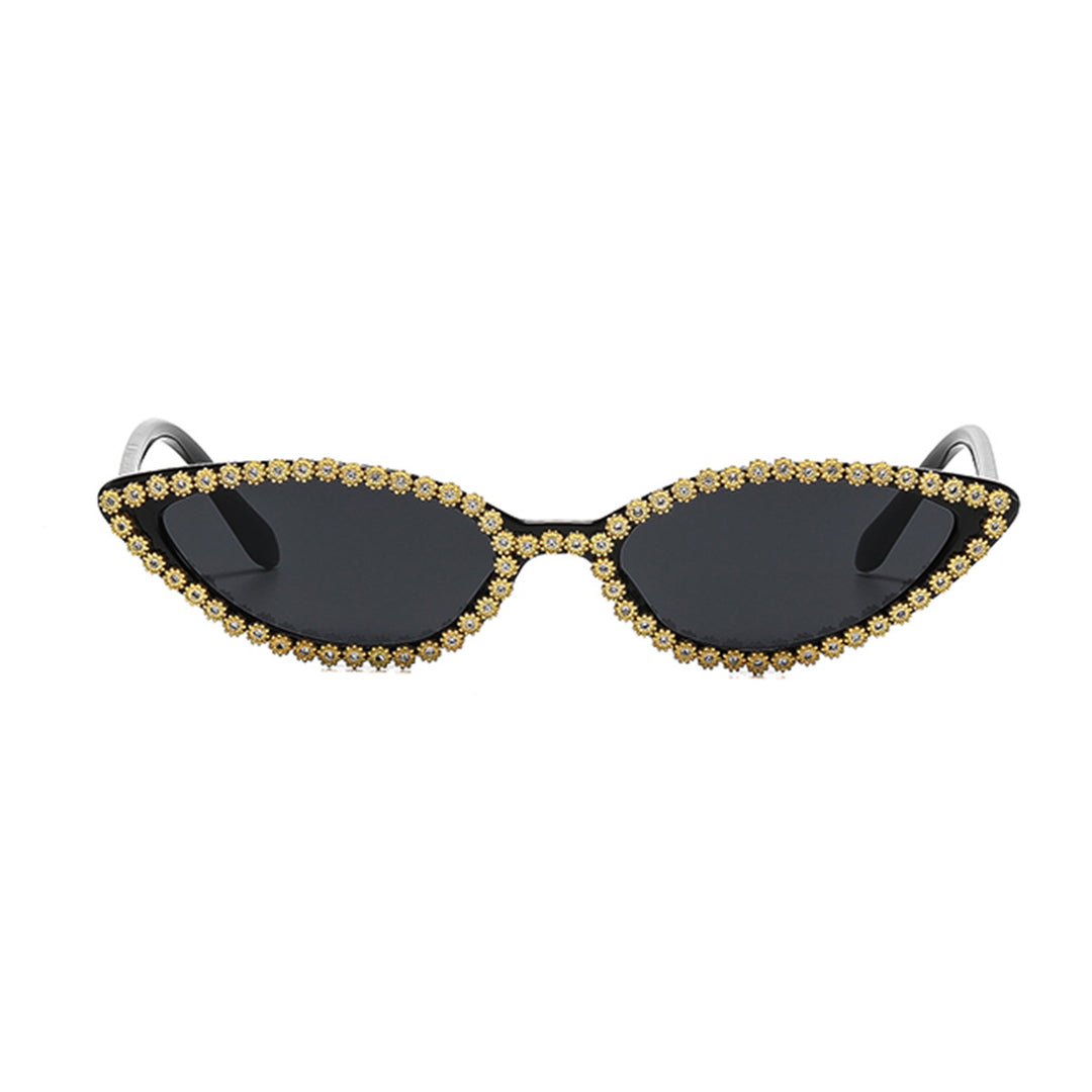 Women's Cat-Eye Sunglasses with Sparkling Flower Decoration Stornfield