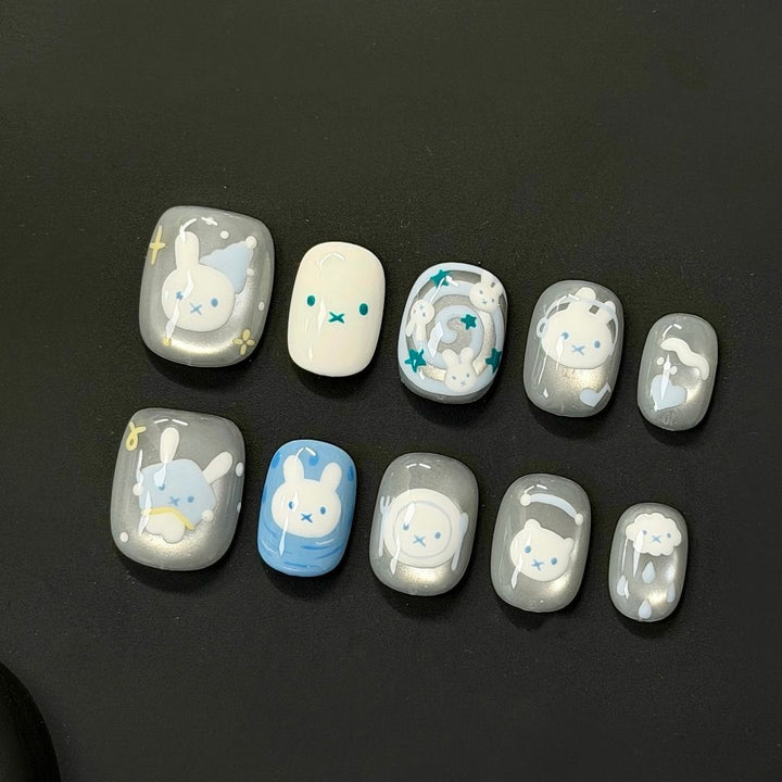 Whimsical Bunny-Themed Press-On Nail Set Stornfield