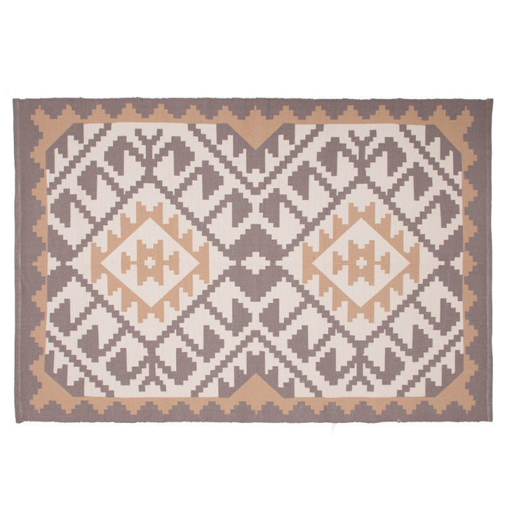 Flat-woven rectangular rug for living and entrance areas with quatrefoil pattern Stornfield