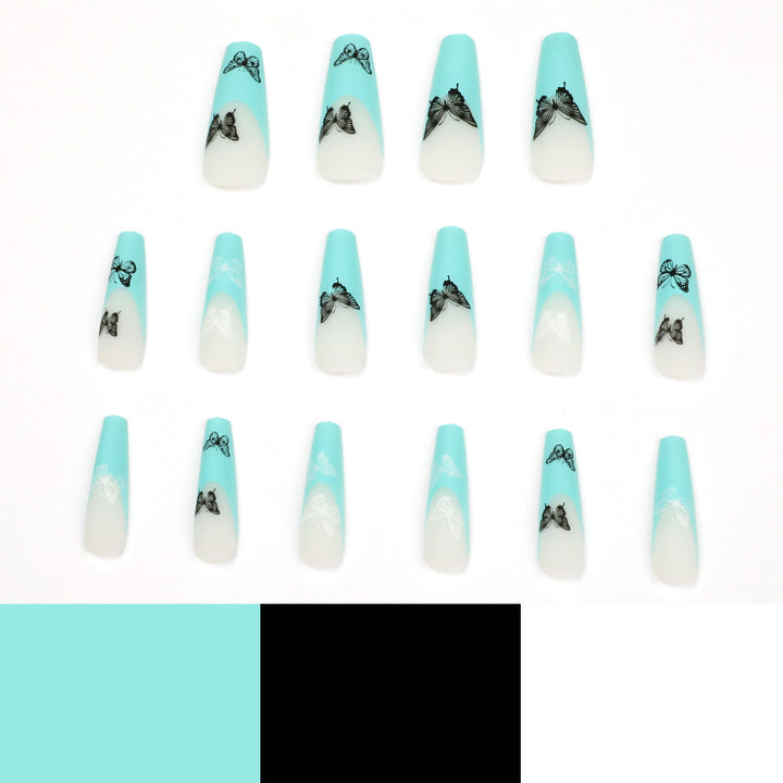 Artificial nail extensions with butterfly design Stornfield
