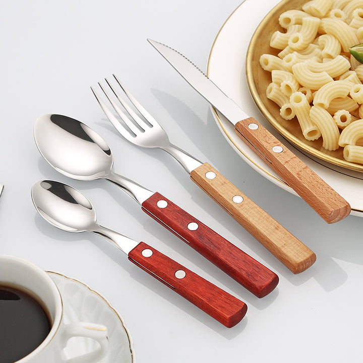 Dessert spoon with ergonomic wooden handle Stornfield