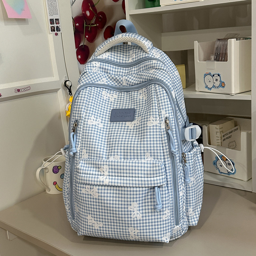 Stylish Checked Print Casual Backpack Stornfield