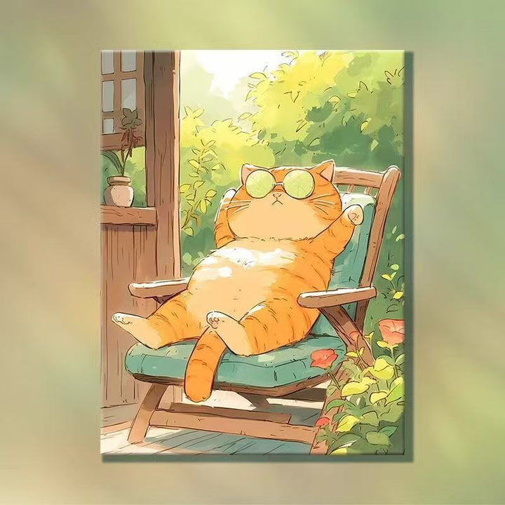 Playful Cartoon Cat Illustration Wall Art Stornfield