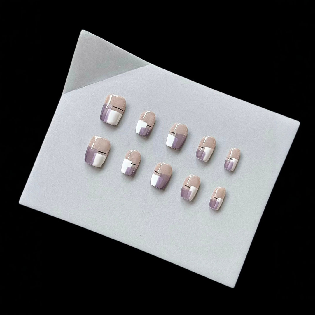 Premium Press-On Nail Set with Modern Geometric Design