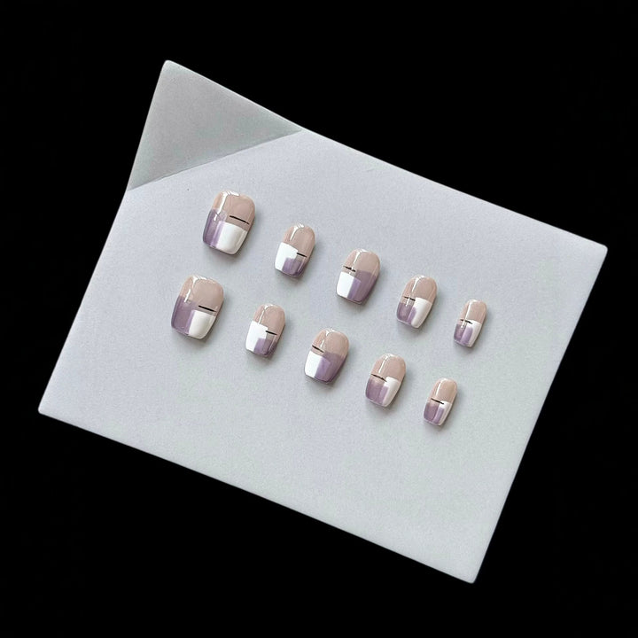 Premium Press-On Nail Set with Modern Geometric Design