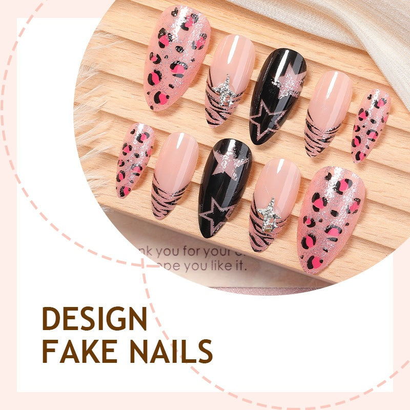 Creative nail art set with leopard and glitter accents Stornfield
