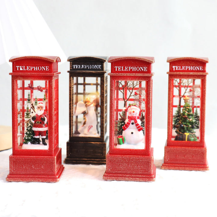 Decorative Light-Up Telephone Booth Figurine