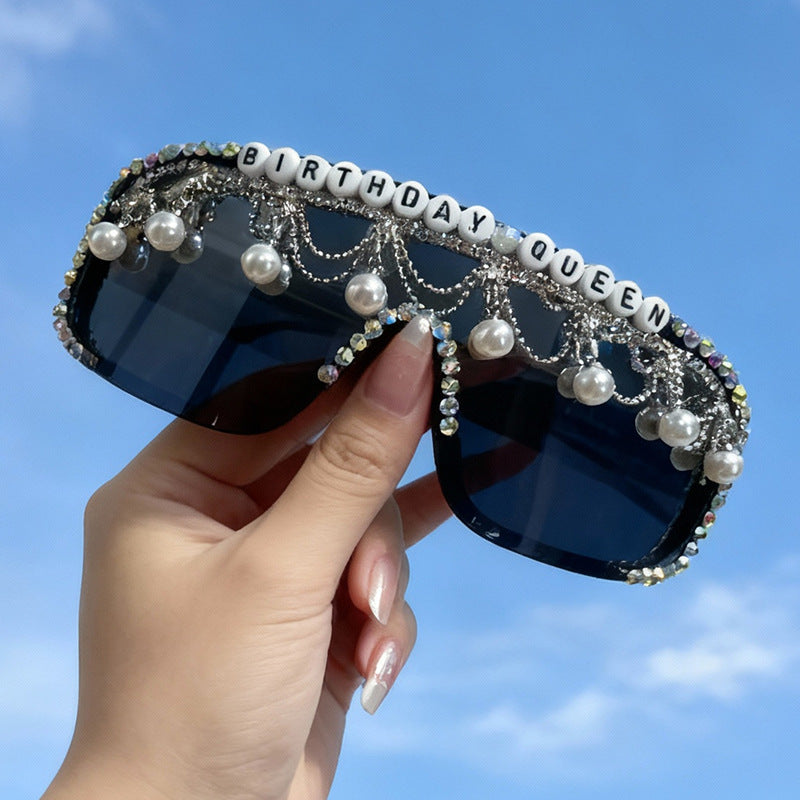 Decorative Pearl and Rhinestone Sunglasses Stornfield