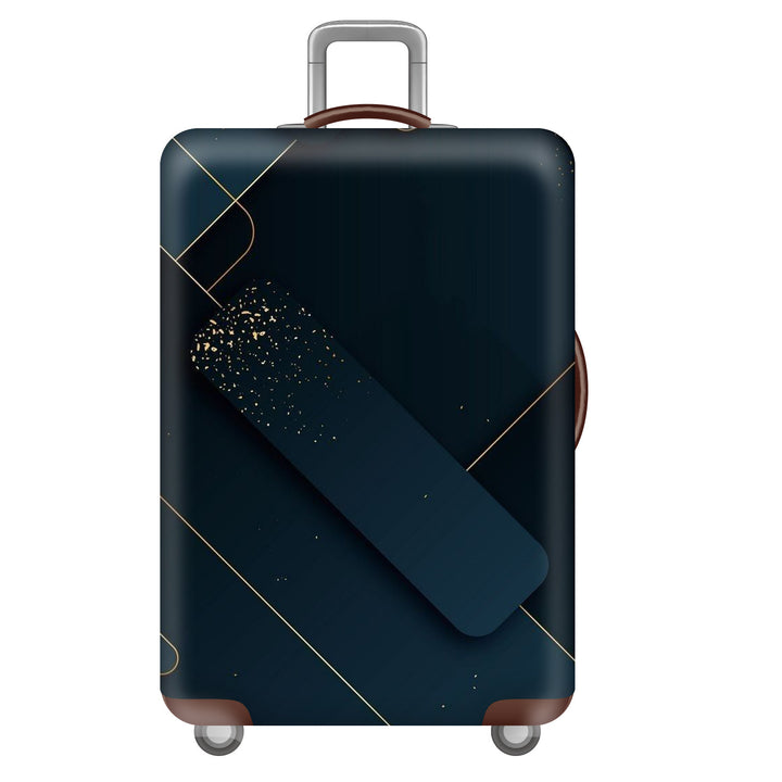 Unisex large hard shell suitcase with sturdy trolley handle and elastic motif protective cover superhero design Stornfield