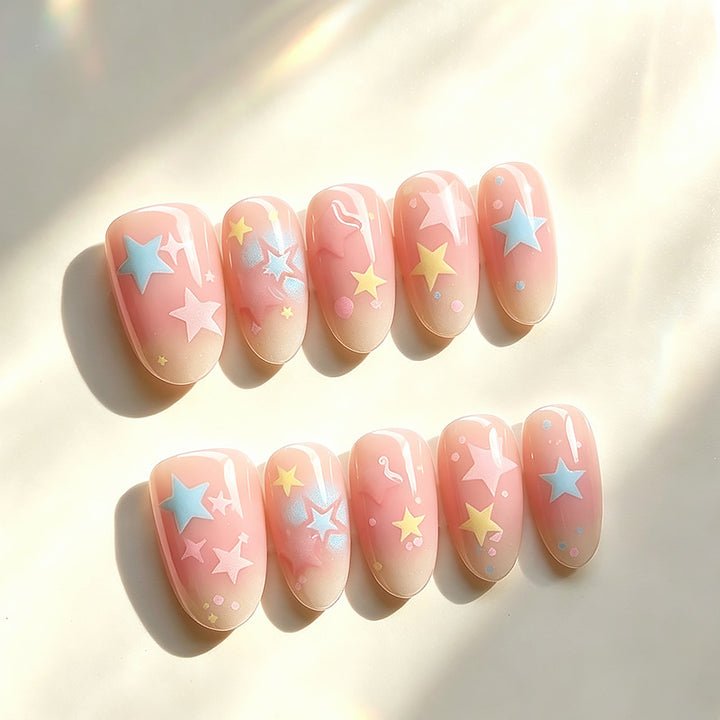 Whimsical Star-Themed Press-On Nail Set Stornfield