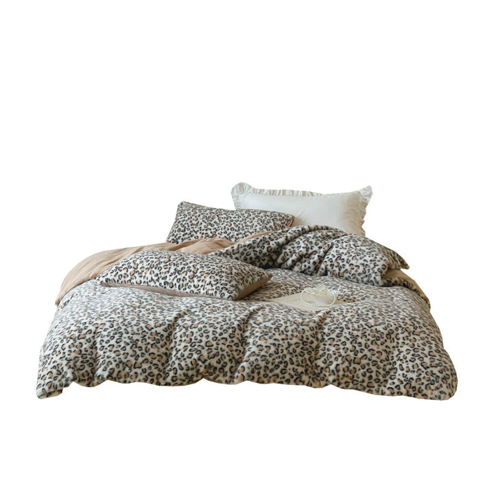 Plush bedding set with animal print and extra fluffy minky surface