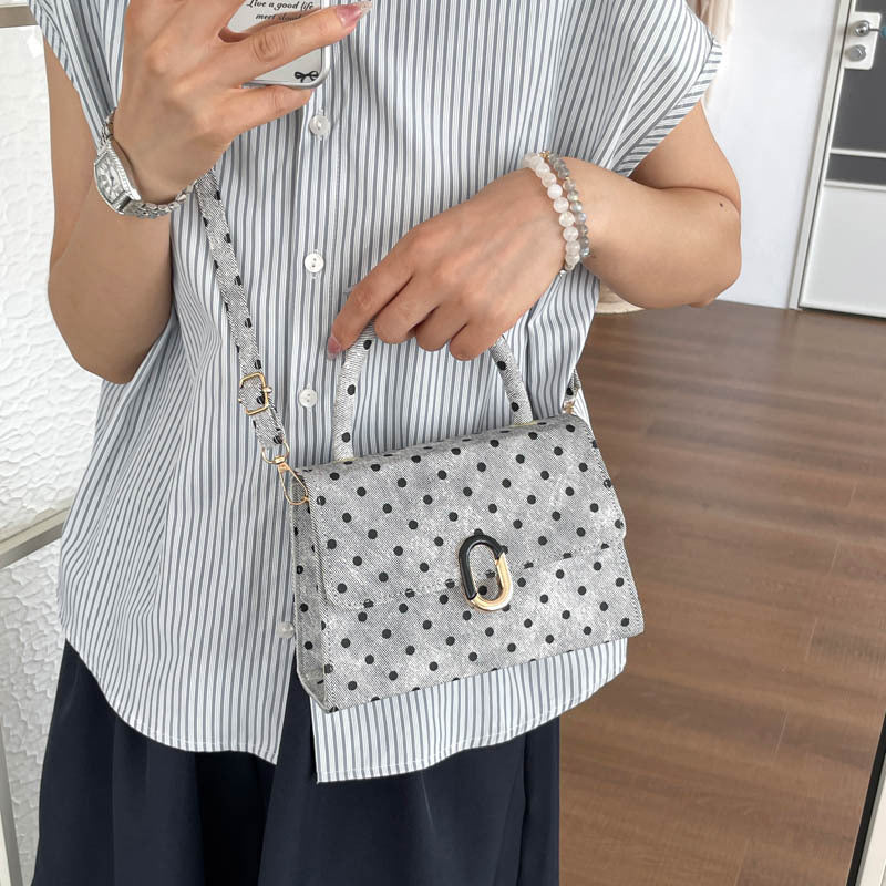 Polka Dot Structured Crossbody Handbag