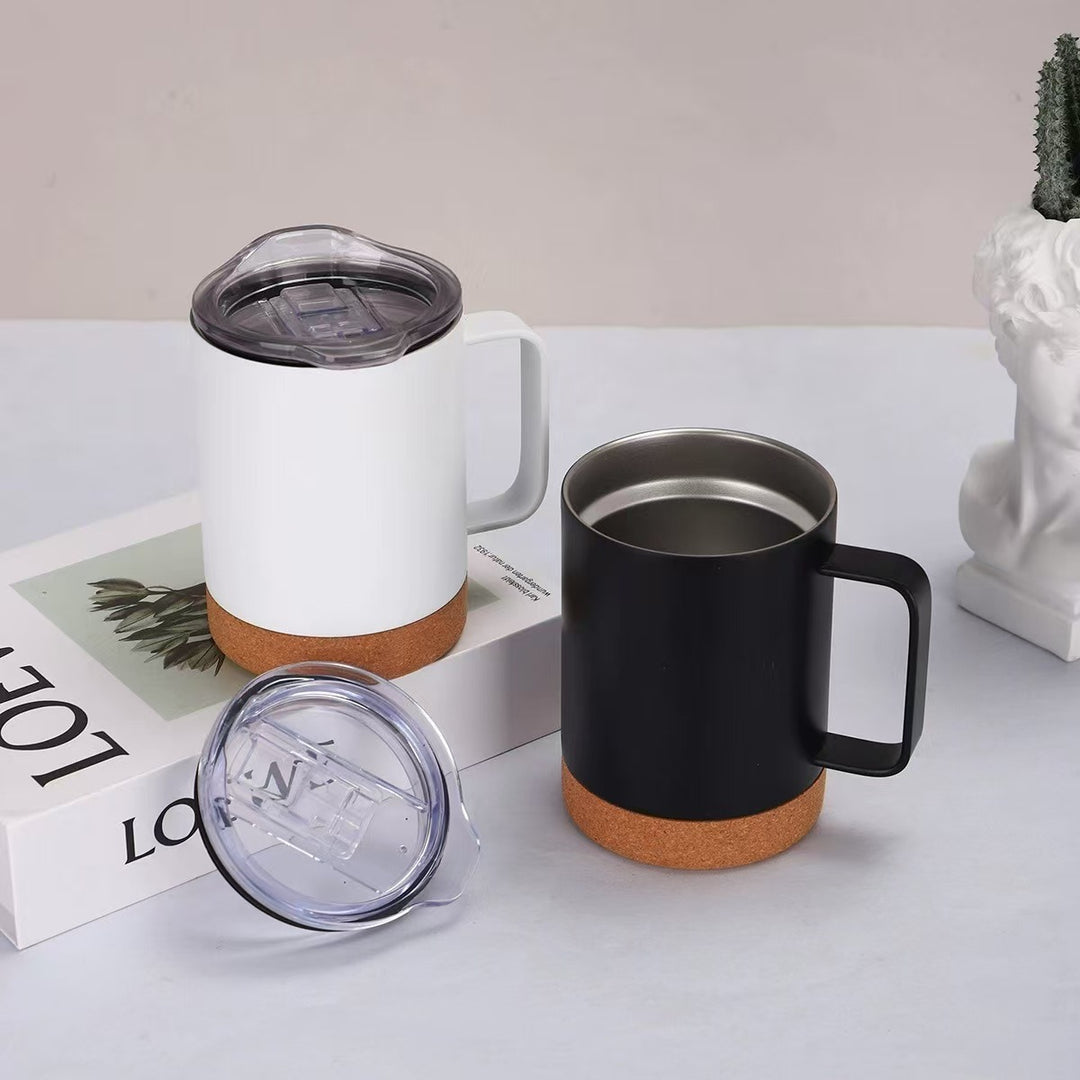 Ladies elegant coffee mug with cork bottom and transparent lid Stornfield