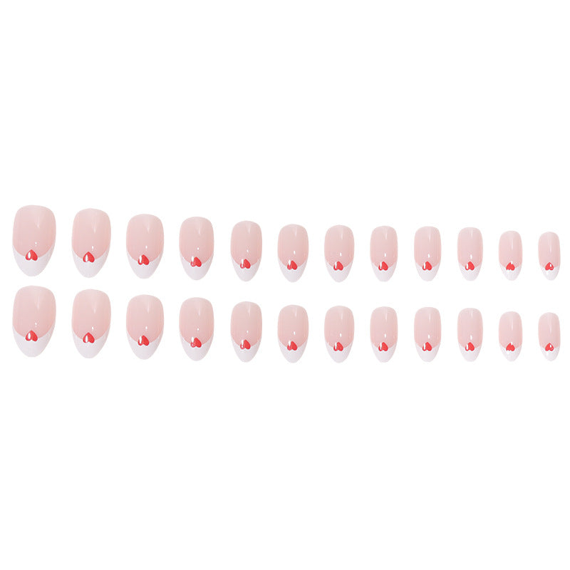 Heart-Adorned French Tip Nail Set Stornfield