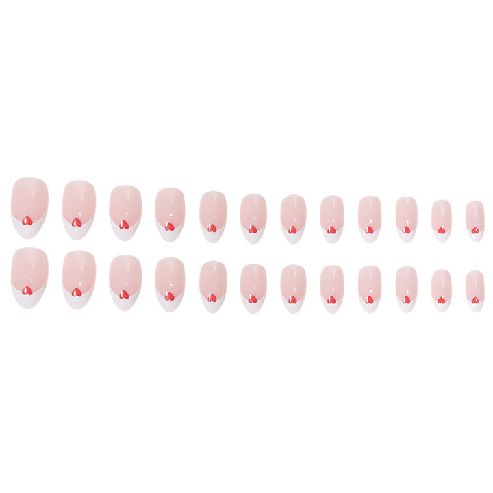 Heart-Adorned French Tip Nail Set Stornfield