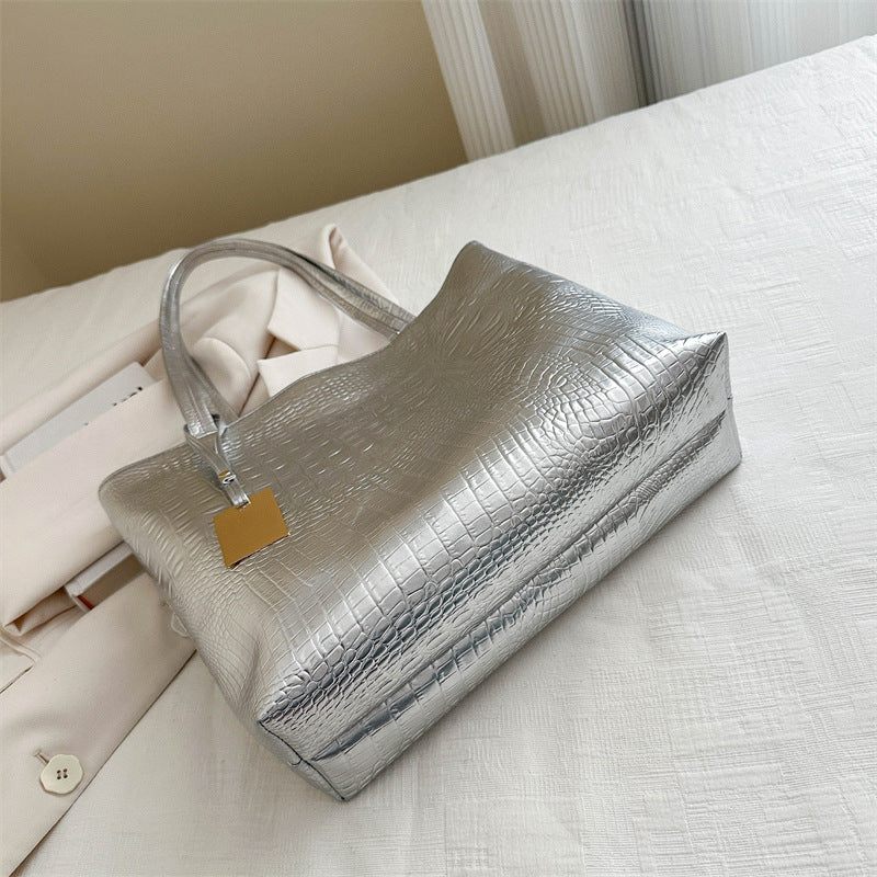 Textured Faux Leather Tote