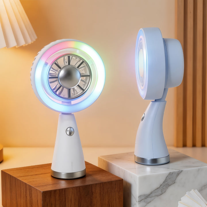 Women Portable RGB Hand Fan with USB Charging Function Stornfield