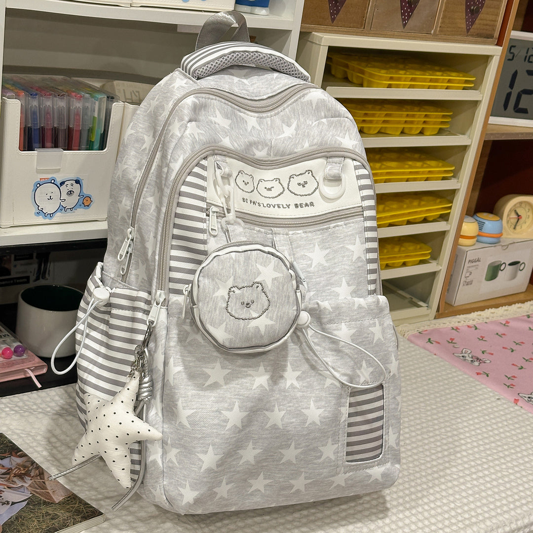 Multi-Pocket Star-Patterned Backpack Stornfield