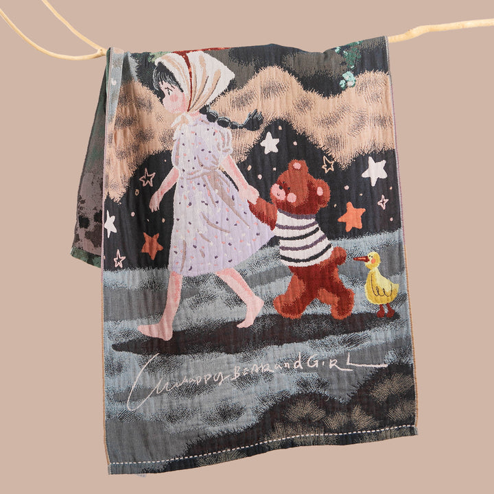 Women's throw blanket with enchanting landscape motif Stornfield