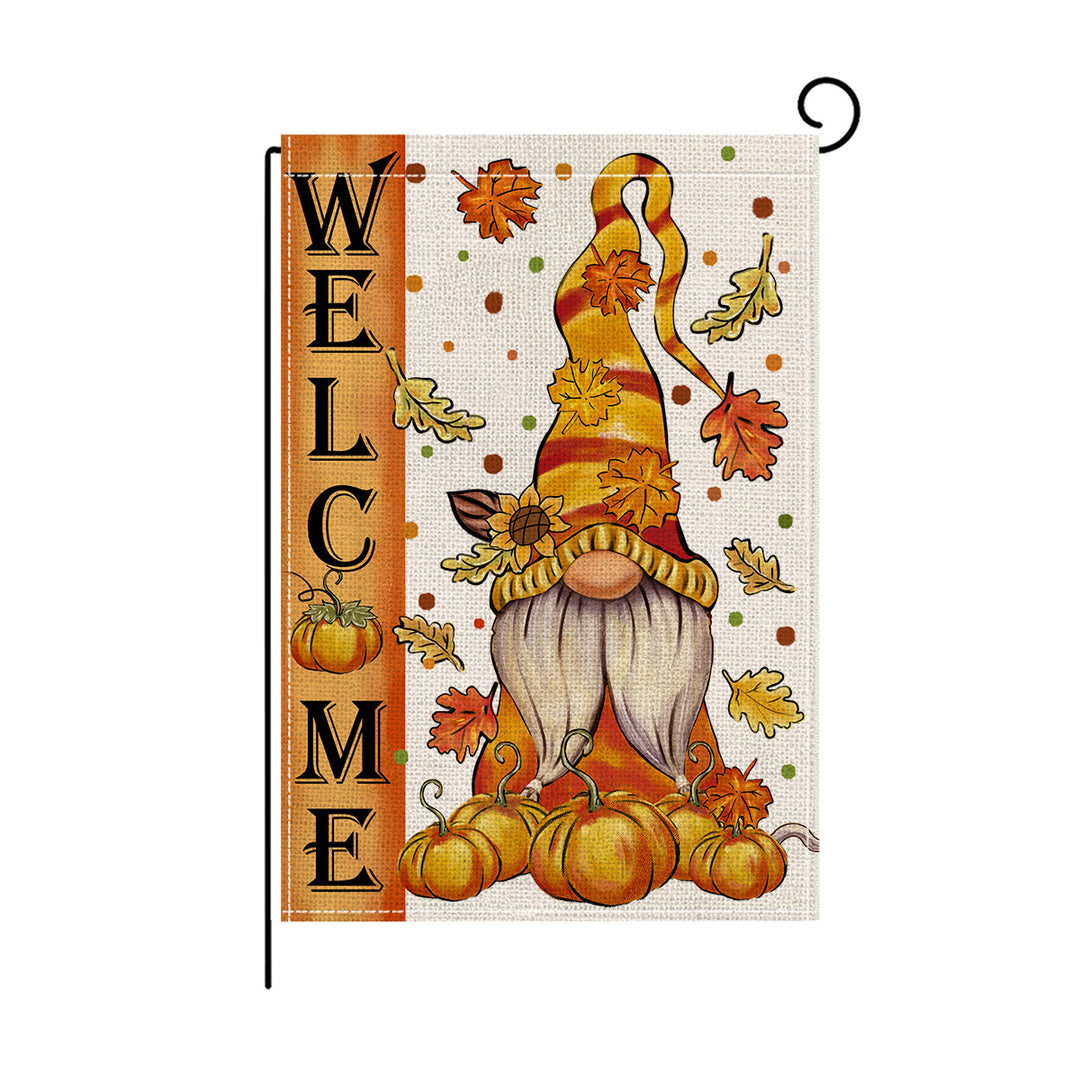 Decorative Burlap Garden Flag Welcome Pumpkin Polka Dot Yard Banner
