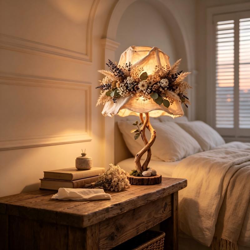 Decorative table lamp with floral elements Stornfield