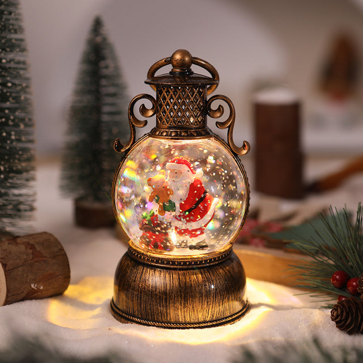 Nostalgic Christmas lantern with movable snowman scene Stornfield