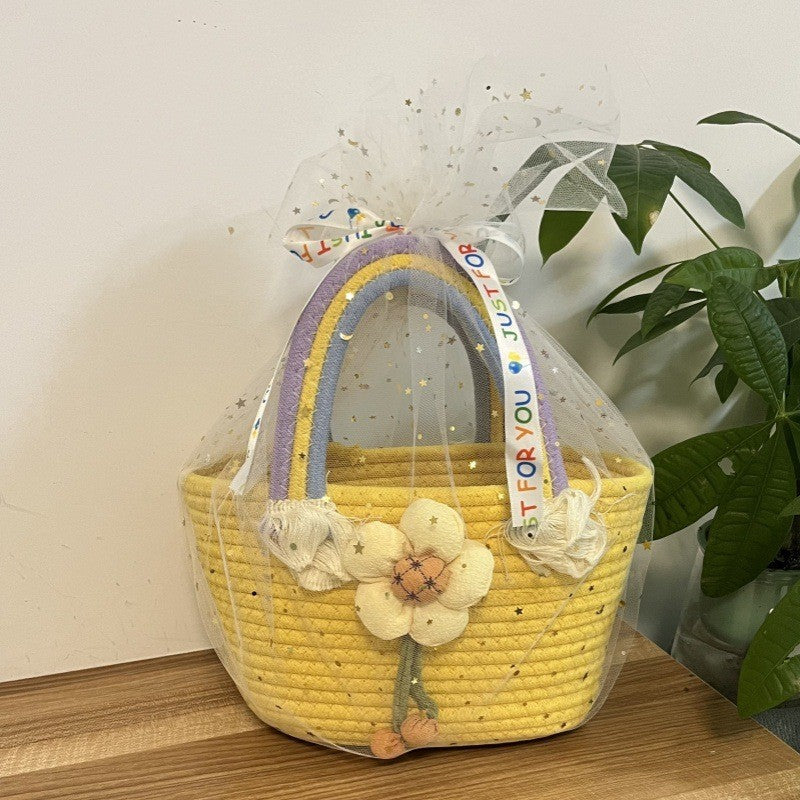Women's handmade basket bag with color-coordinated handle accents Stornfield