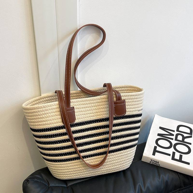 Striped Woven Beach Tote Bag Stornfield