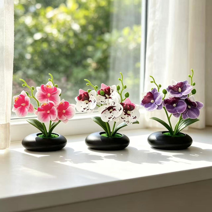Elegant Faux Orchid Flower Arrangement for Indoor Decor