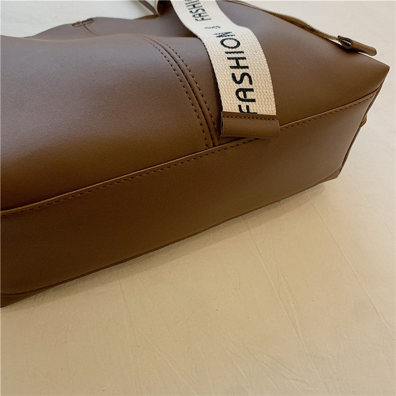 Stylish Faux Leather Tote Bag with Textured Strap