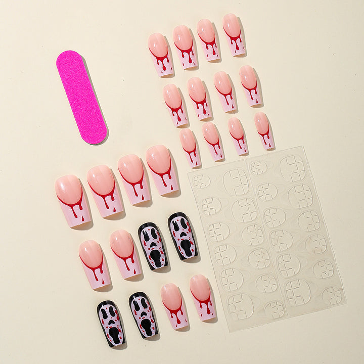 Gothic Blood-Spatter Acrylic Nail Art Extensions Stornfield