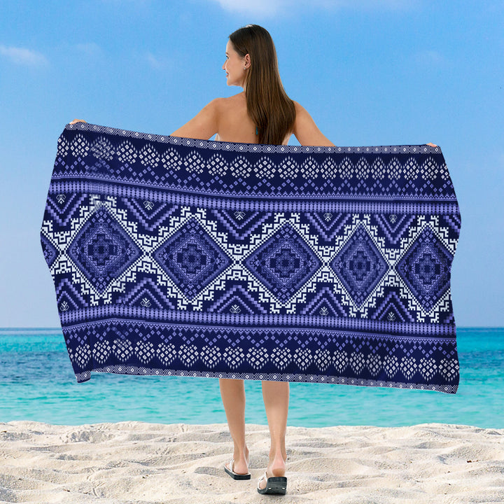 Beach blanket with exclusive geometric tribal design Stornfield
