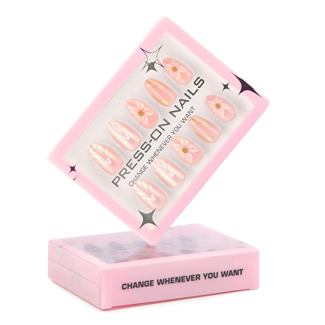 Artificial Press-On Nails with Elegant Flower Design Stornfield