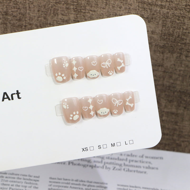 Decorative Press-On Nail Art Set with Cute Pet Themed Designs Stornfield