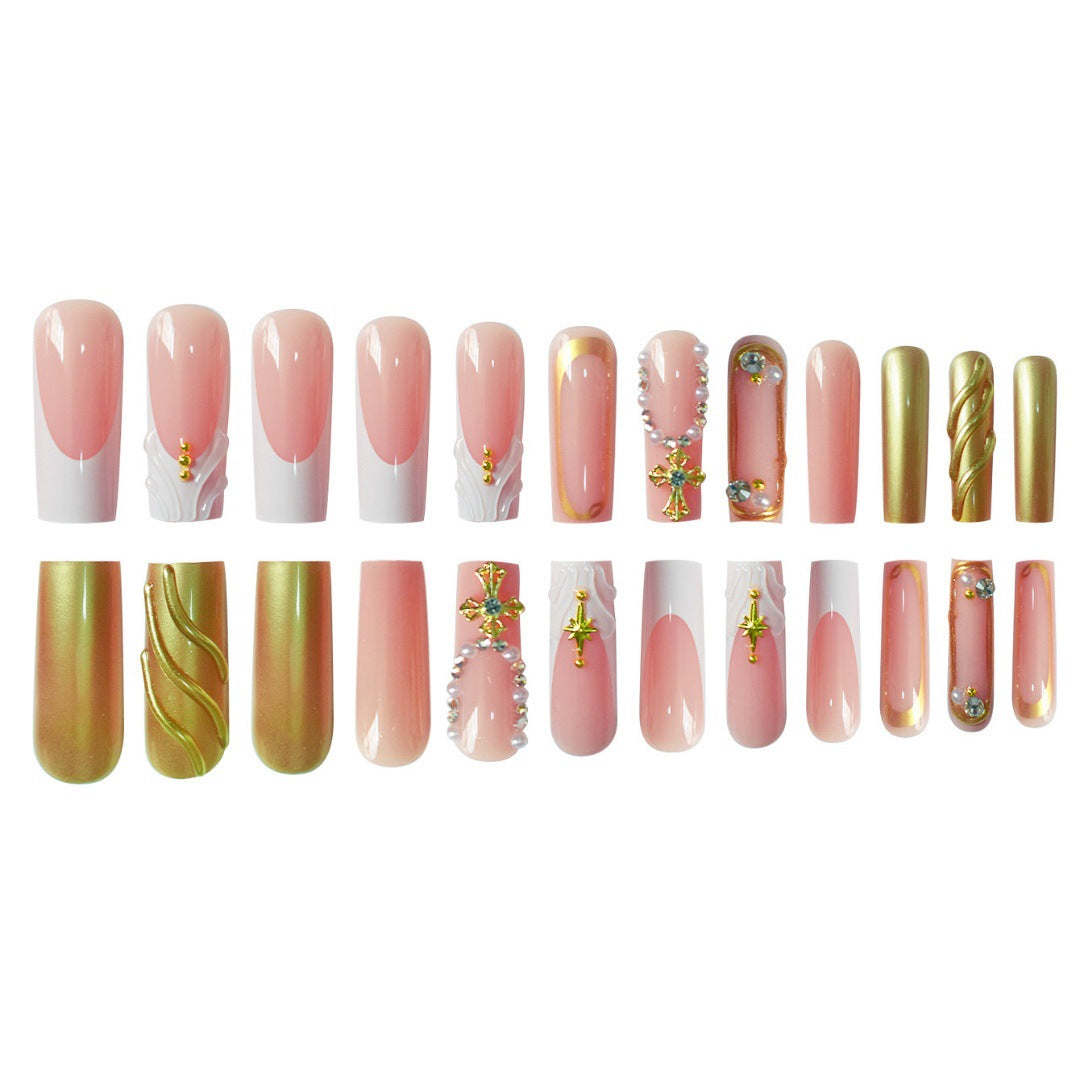 Luxury 3D Decorative Press-On Nails with Gem Accents Stornfield