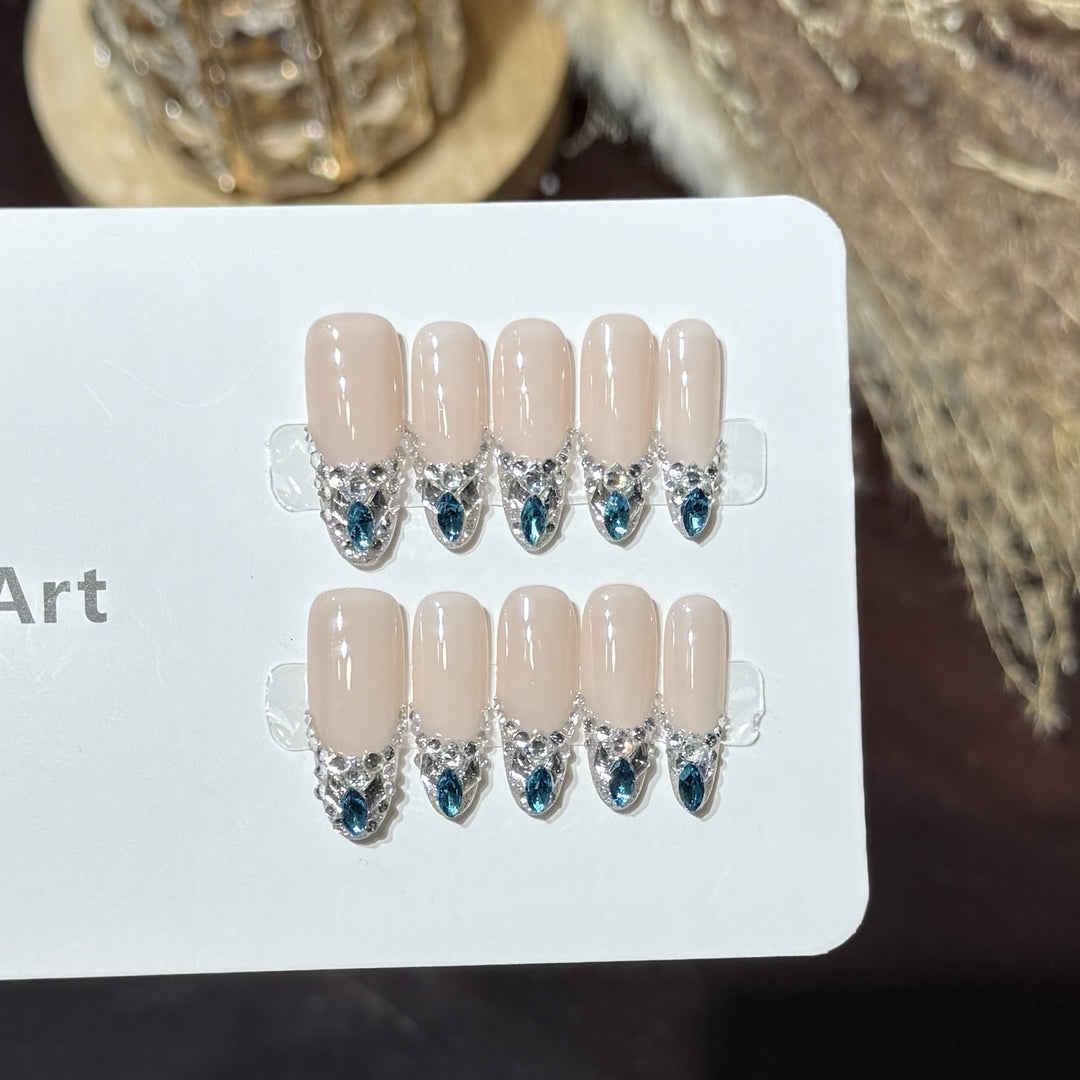 Elegant Rhinestone-Accent Press-On Nail Set Stornfield